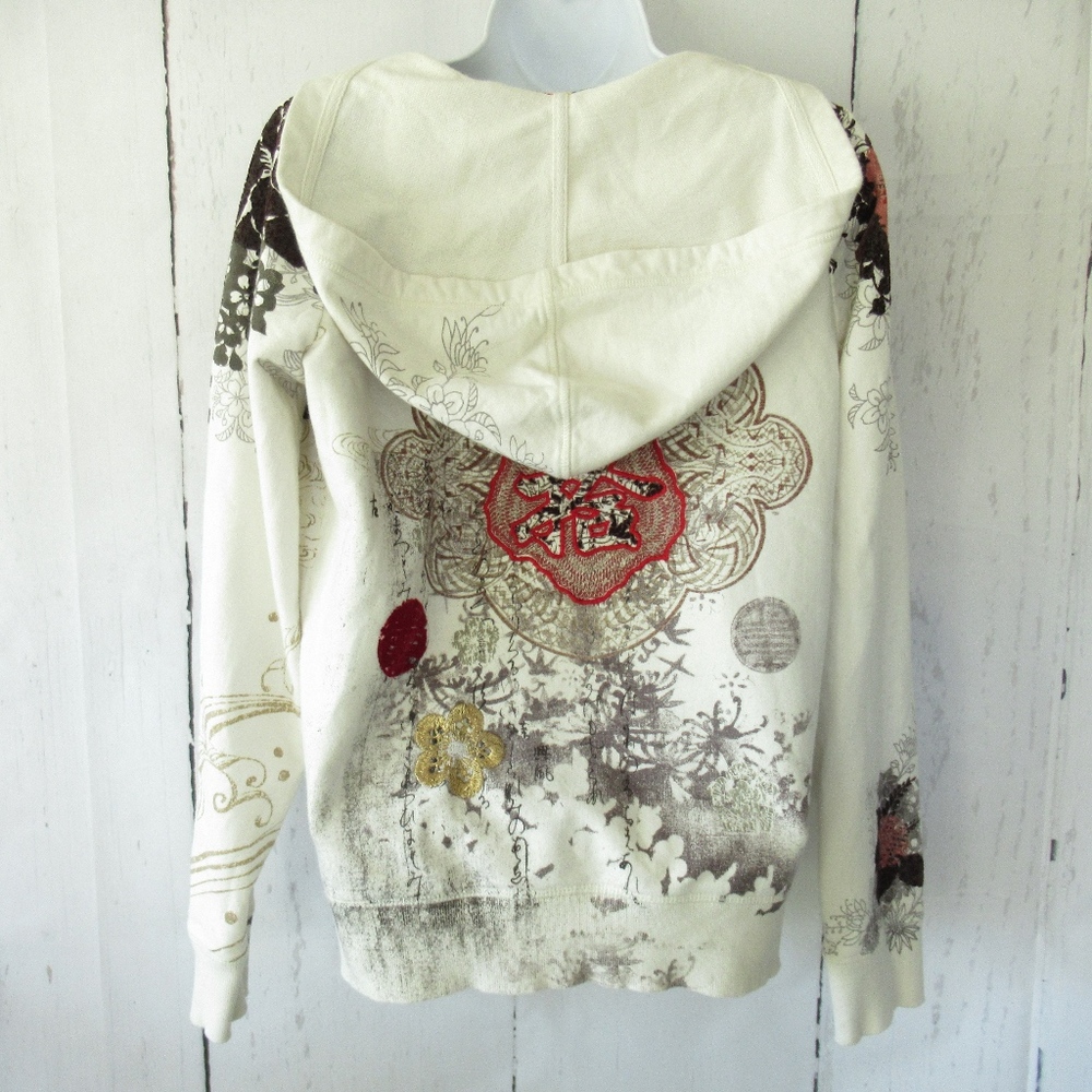 *SOLD* Lucky Brand Hoodie Sweatshirt Asian Crane - Picture 5 of 8